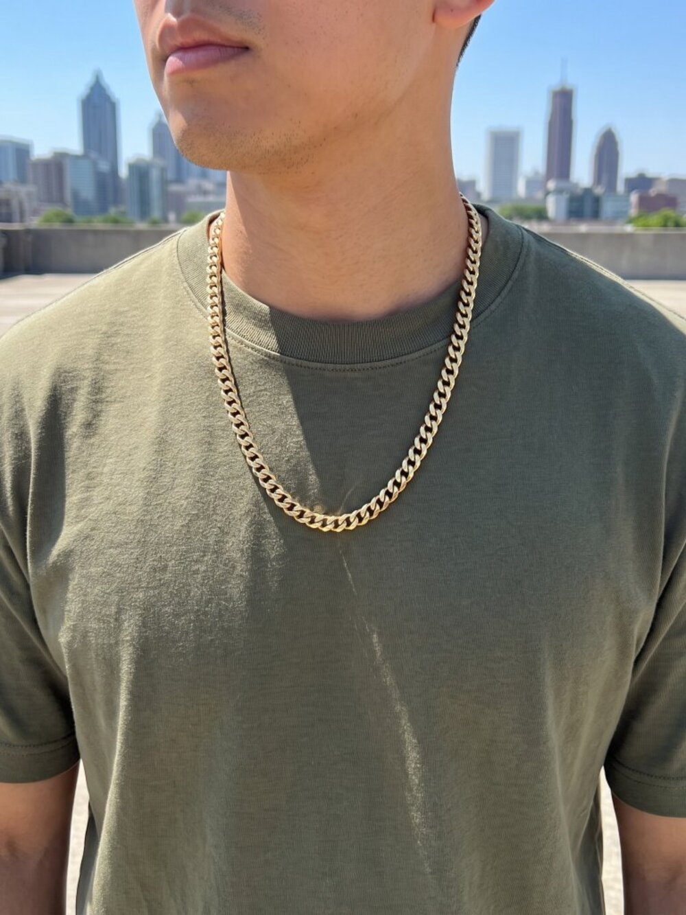 Mens Miami Cuban Link Chain Real Gold 22 Inch Plated 7mm Hip Hop Waterproof